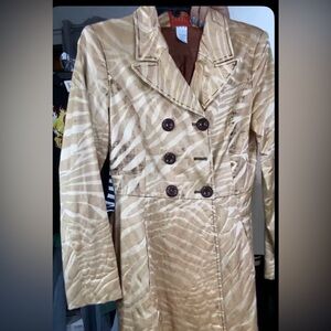 vintage Kenzo animal print trench coat jacket Stylish Gold Double-Breasted 🧥